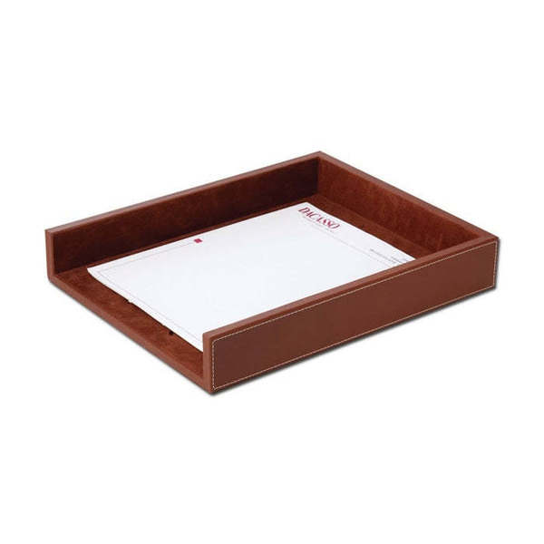 Dacasso Rustic Brown Leather Letter Tray AG-3201